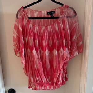 INC International Concepts Red and White Patterned Blouse
